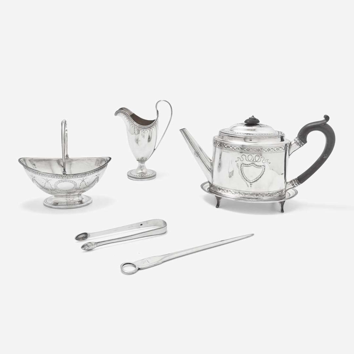 A group of six assorted George III sterling silver tea and table wares Various makers, London, various dates ranging 1789-1824
