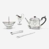 A group of six assorted George III sterling silver tea and table wares Various makers, London, various dates ranging 1789-1824