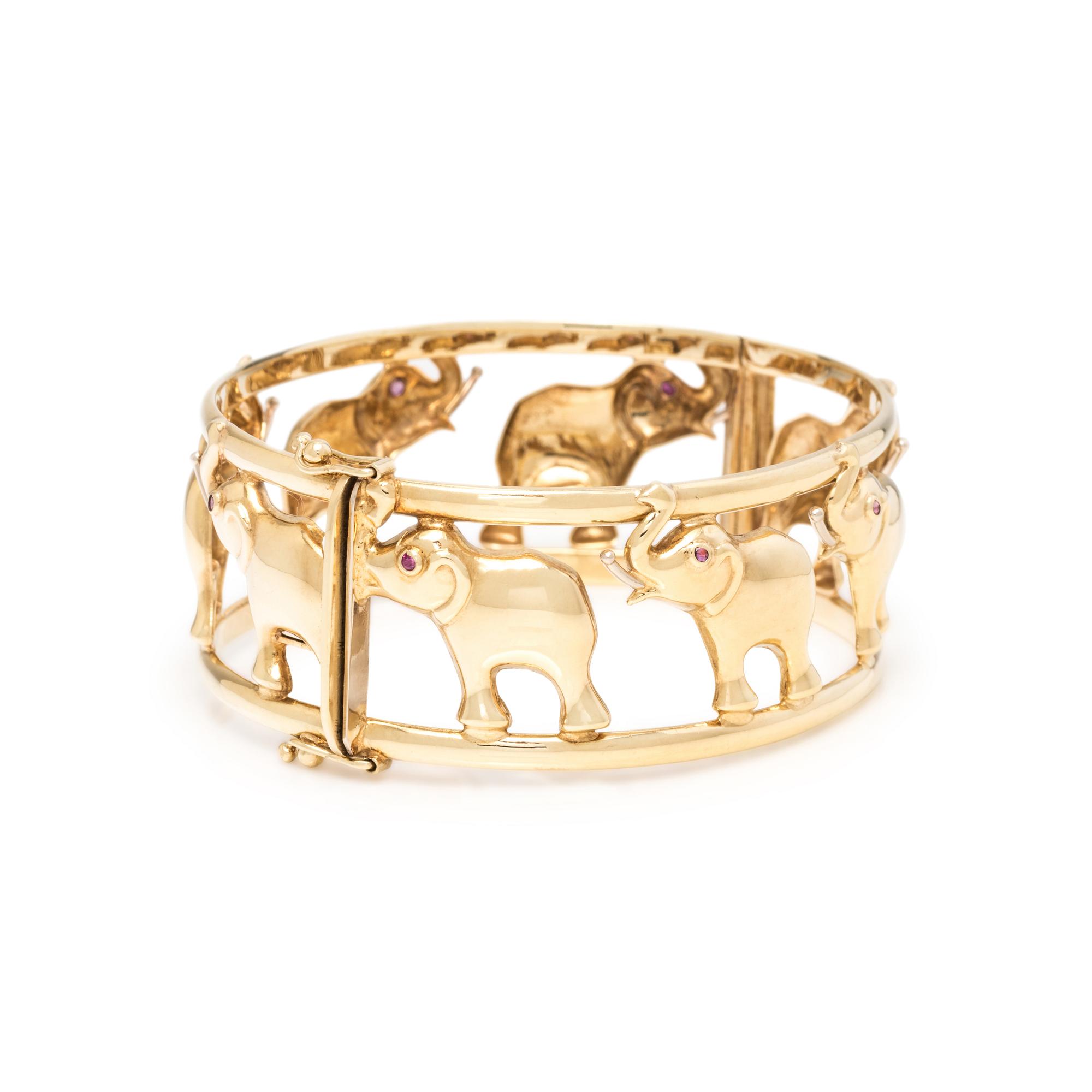 YELLOW GOLD ELEPHANT BANGLE BRACELET
