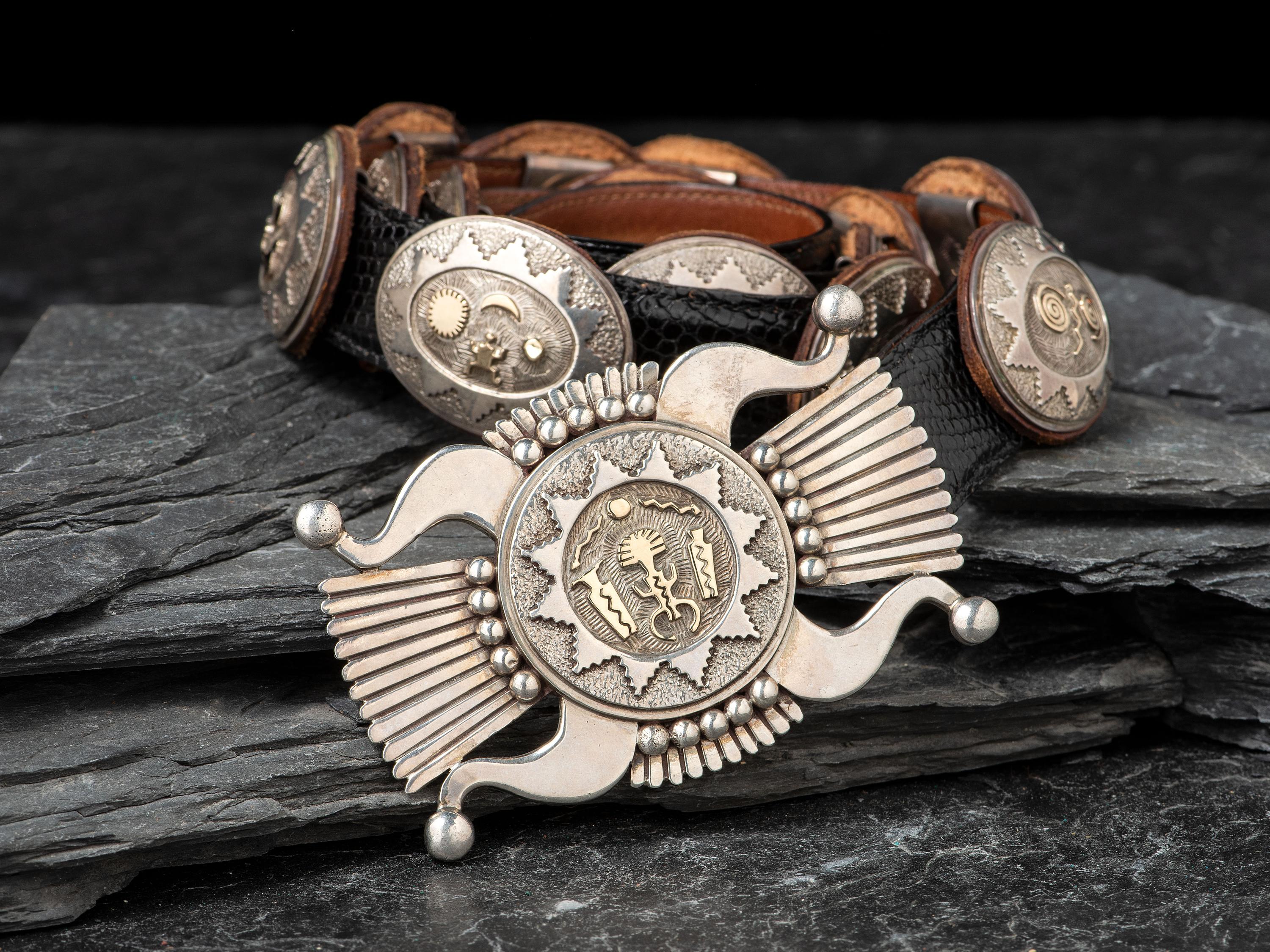 Sterling Silver Concha Belt, with 14K Gold Petroglyph Accents