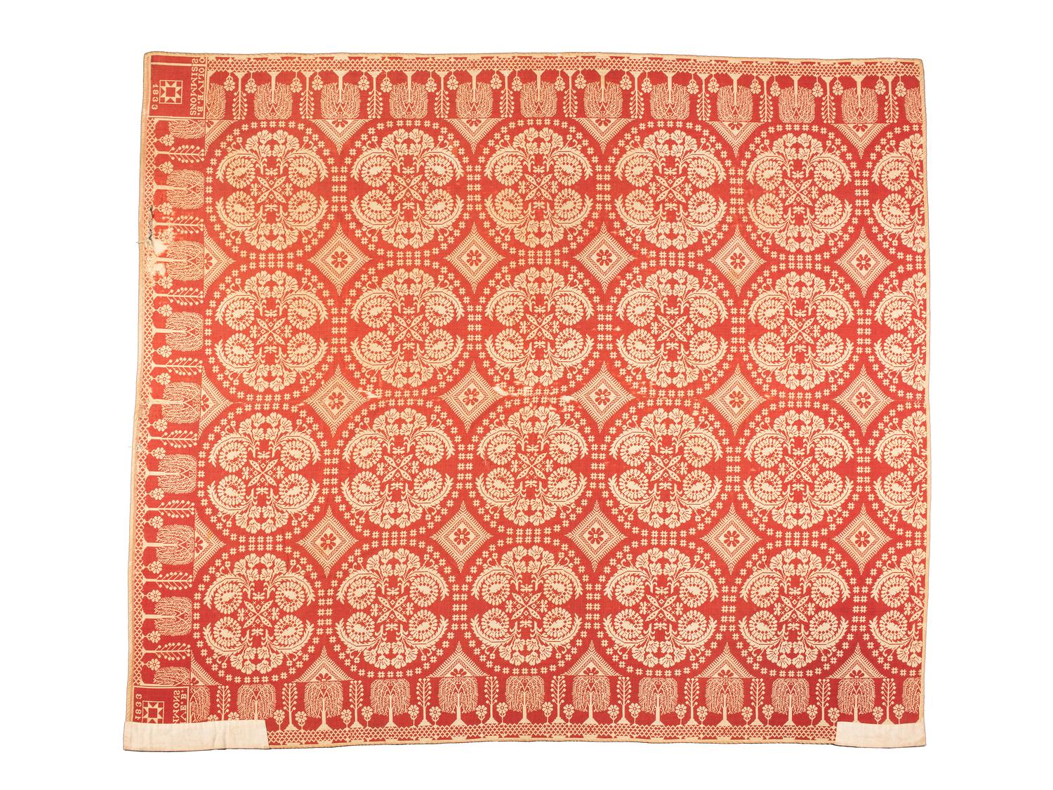 Two Jacquard Woven Coverlets