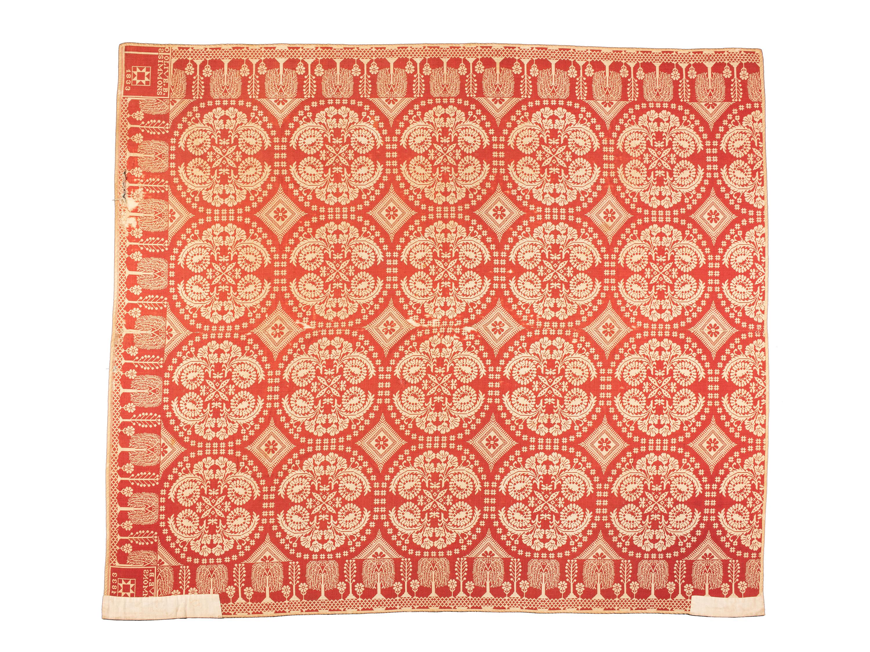 Two Jacquard Woven Coverlets