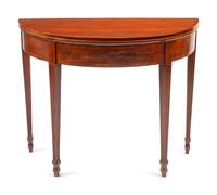 A Continental Mahogany Demilune Game Table