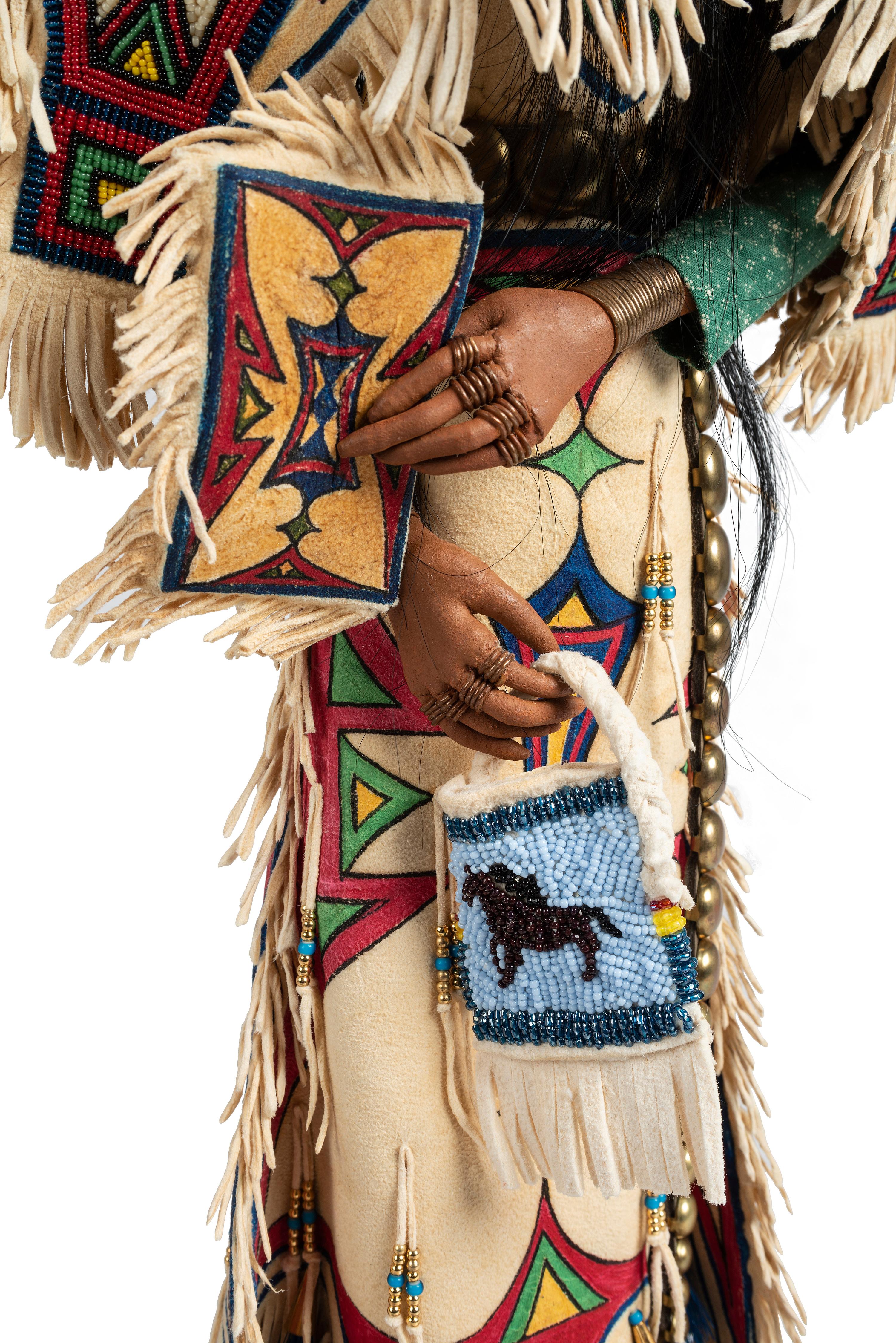 Woman, with Beaded and Painted Dress