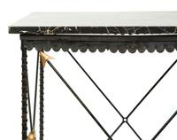A Maison Jansen Style Wrought Iron and Marble Top Side Table — 20TH CENTURY
