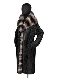 J. Mendel Broadtail Fur Coat With Chinchilla Trim
