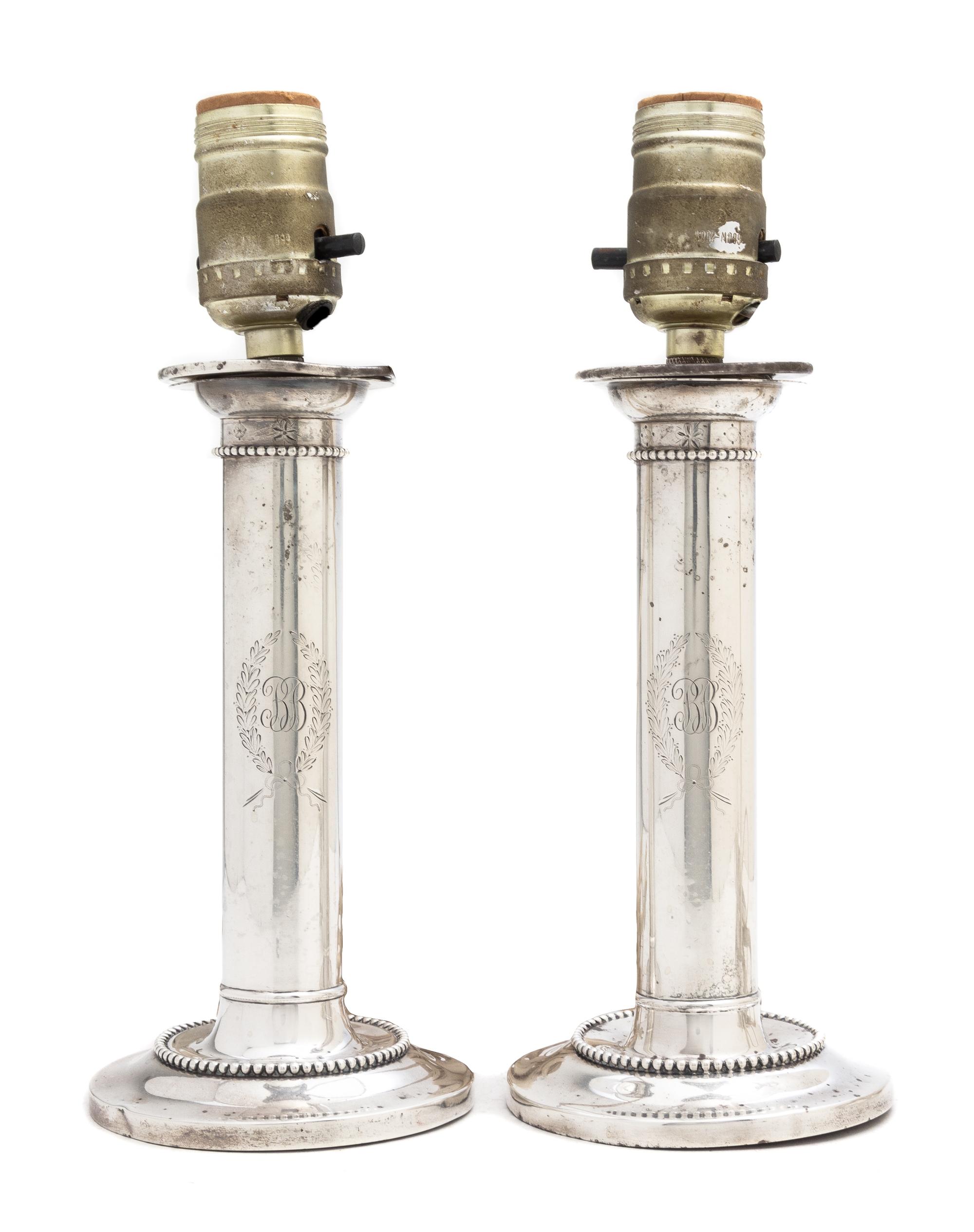 A Pair of American Sterling Silver Candlesticks, Goodnow & Jenks, Boston, MA, Early 20th century, retailed by Spaulding & Co., of colum