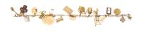 A 14 Karat Yellow Gold Bracelet with Assorted Gold and Gold Filled Charms, 17.40 dwts.