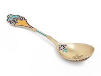 A Russian Guilloché Enameled Silver Spoon