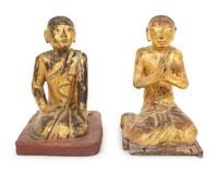 Two Cambodian Giltwood Buddha Figures