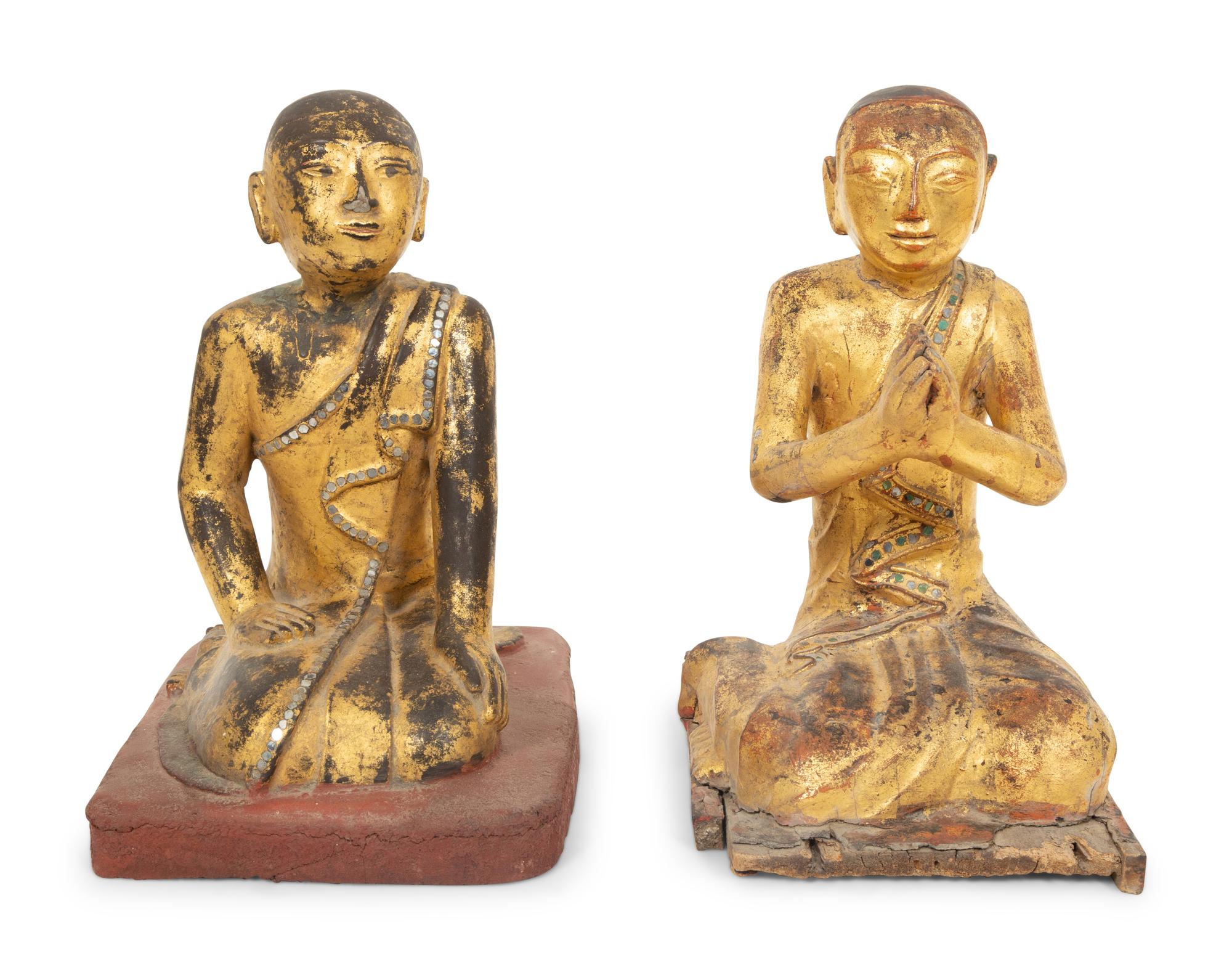 Two Cambodian Giltwood Buddha Figures