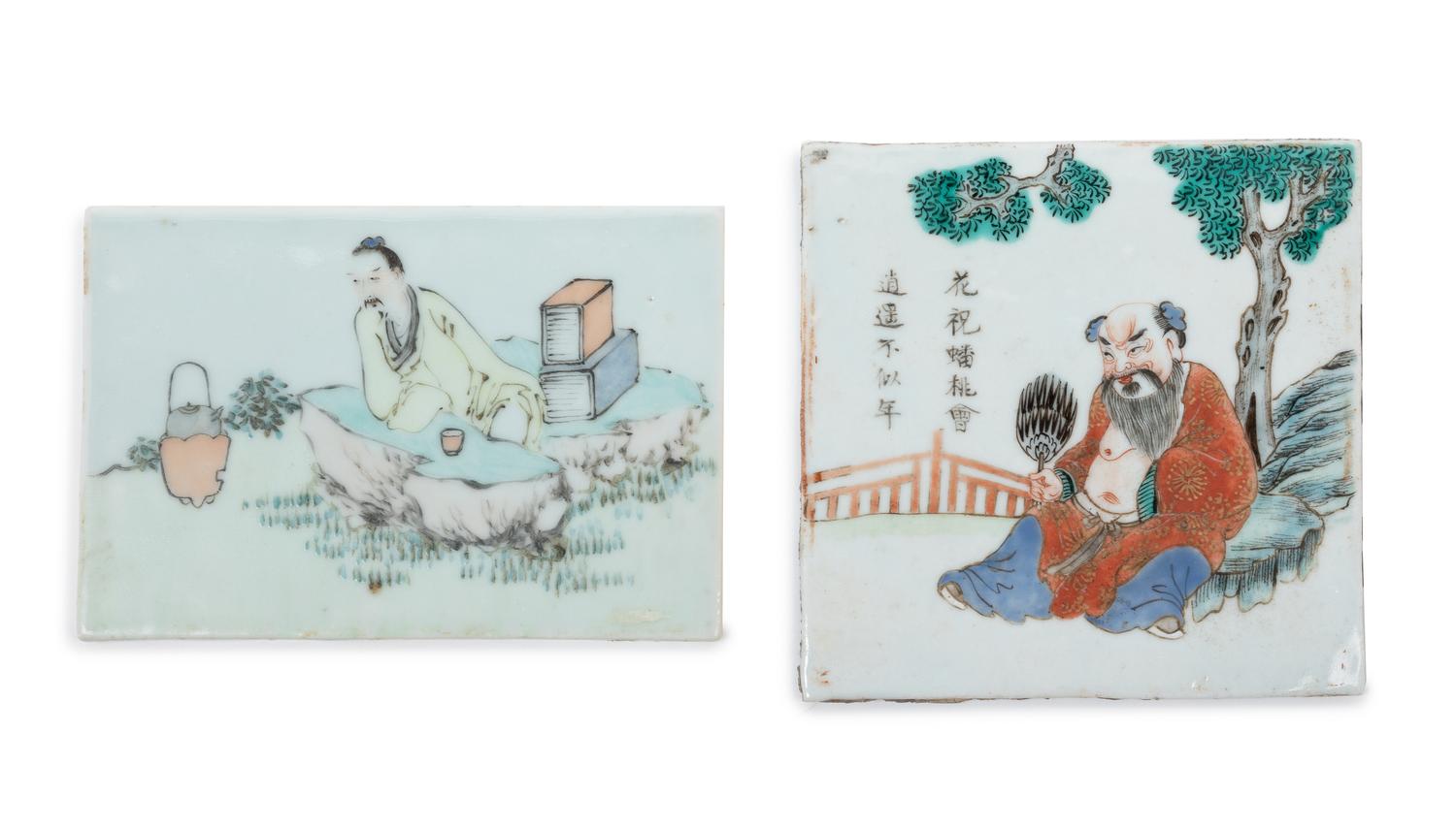 Two Chinese Famille Rose Porcelain Plaques