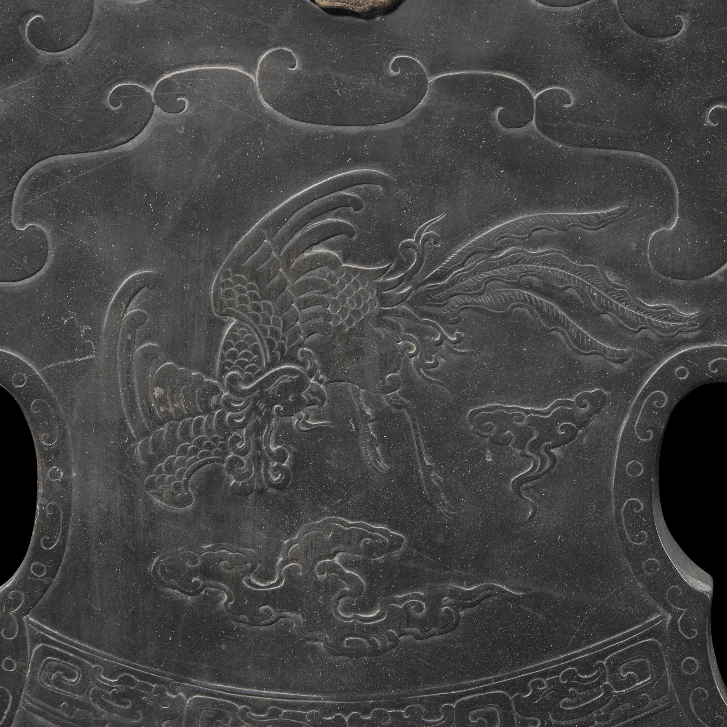 A Large Chinese Low-Relief Duan Stone Chime, 19th Century 清晚期 端石如意雲頭石磬