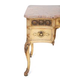 A Louis XV Style Carved, Painted and Parcel-Gilt Trumeau Mirror and Lady's Writing Desk — 20TH CENTURY