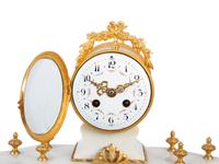 A French Gilt Bronze and White Marble Clock Garniture — 20TH CENTURY