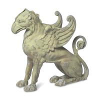 A Cast and Painted Zinc Garden Figure of a Griffin