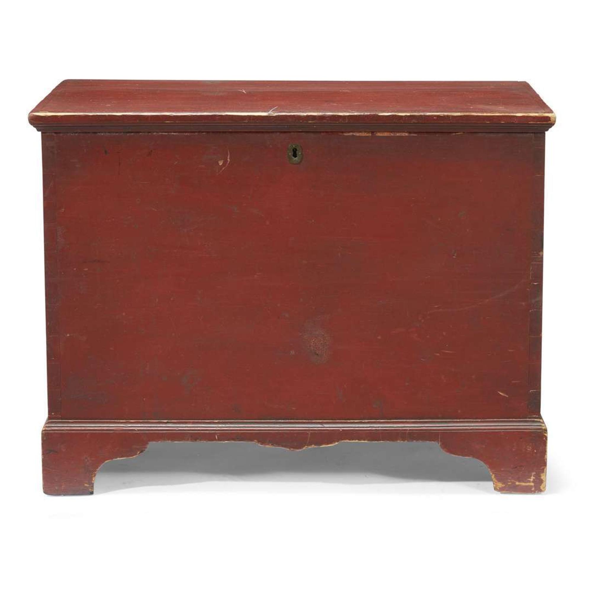 Red-painted blanket chest circa 1800