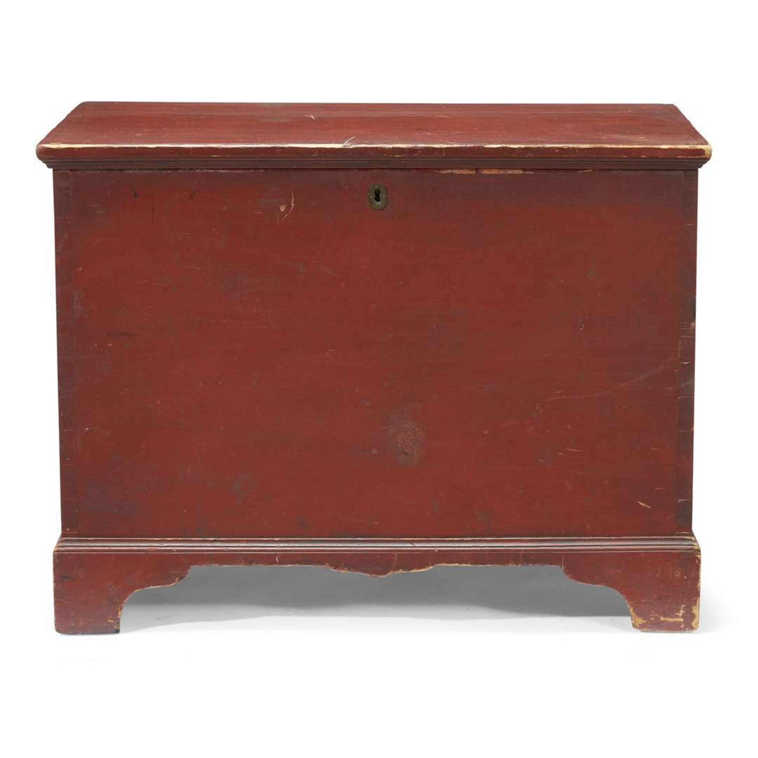 Red-painted blanket chest circa 1800