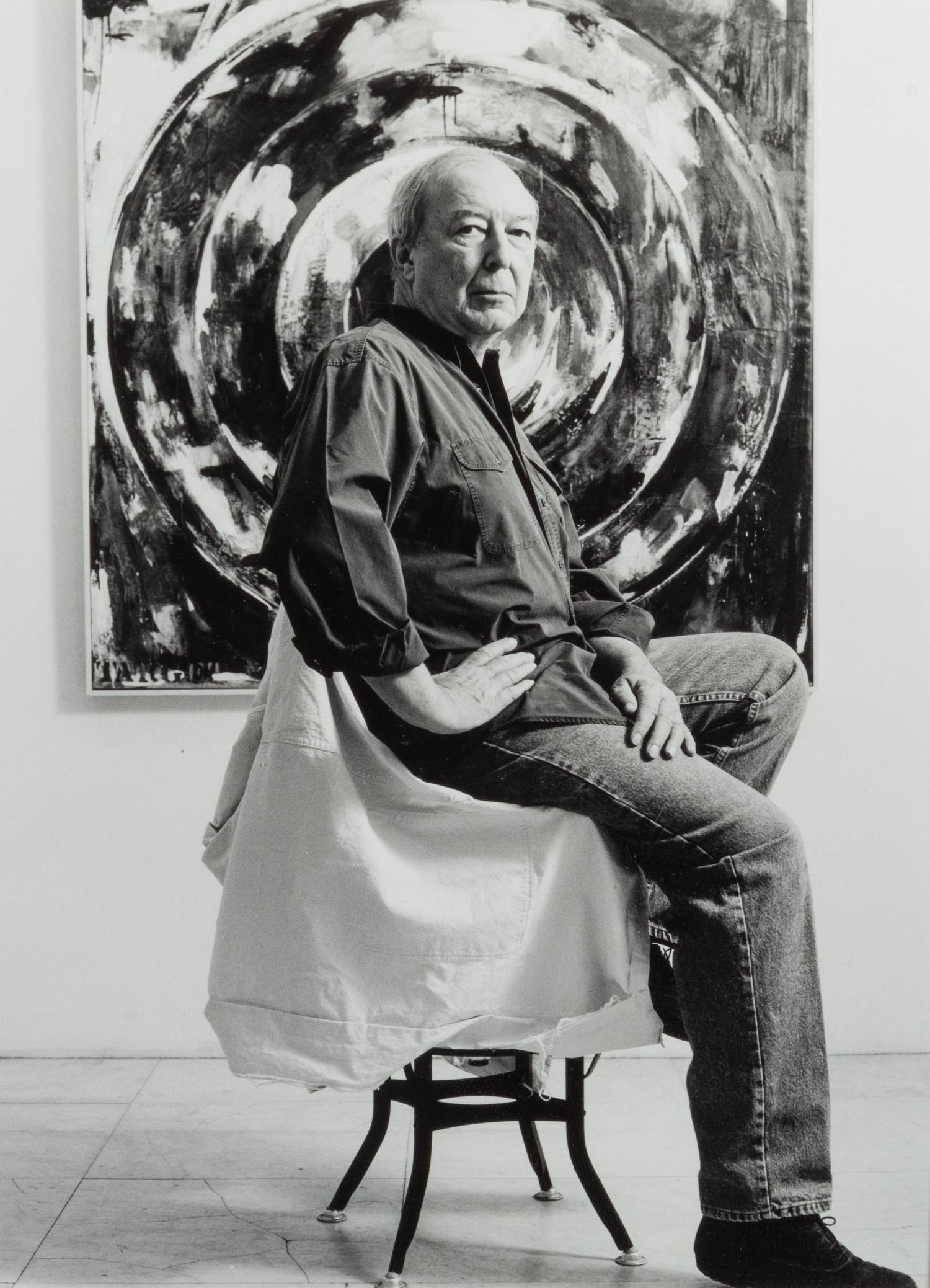 Group of 4 Portraits of Artists (including Jasper Johns, Roy Lichtenstein, Andy Warhol with Russell Means, and an unknown artist's hand with sketchbook)