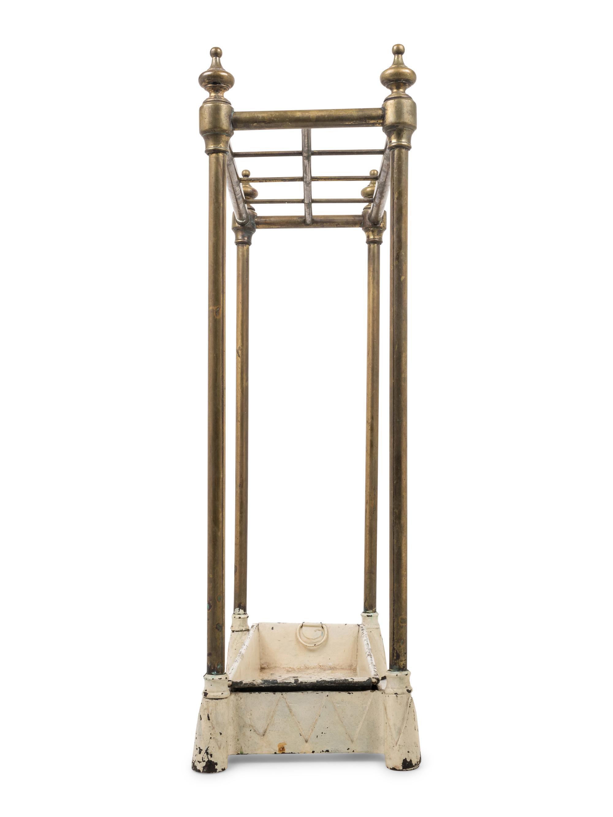 An English Brass and Painted Tôle Umbrella Stand