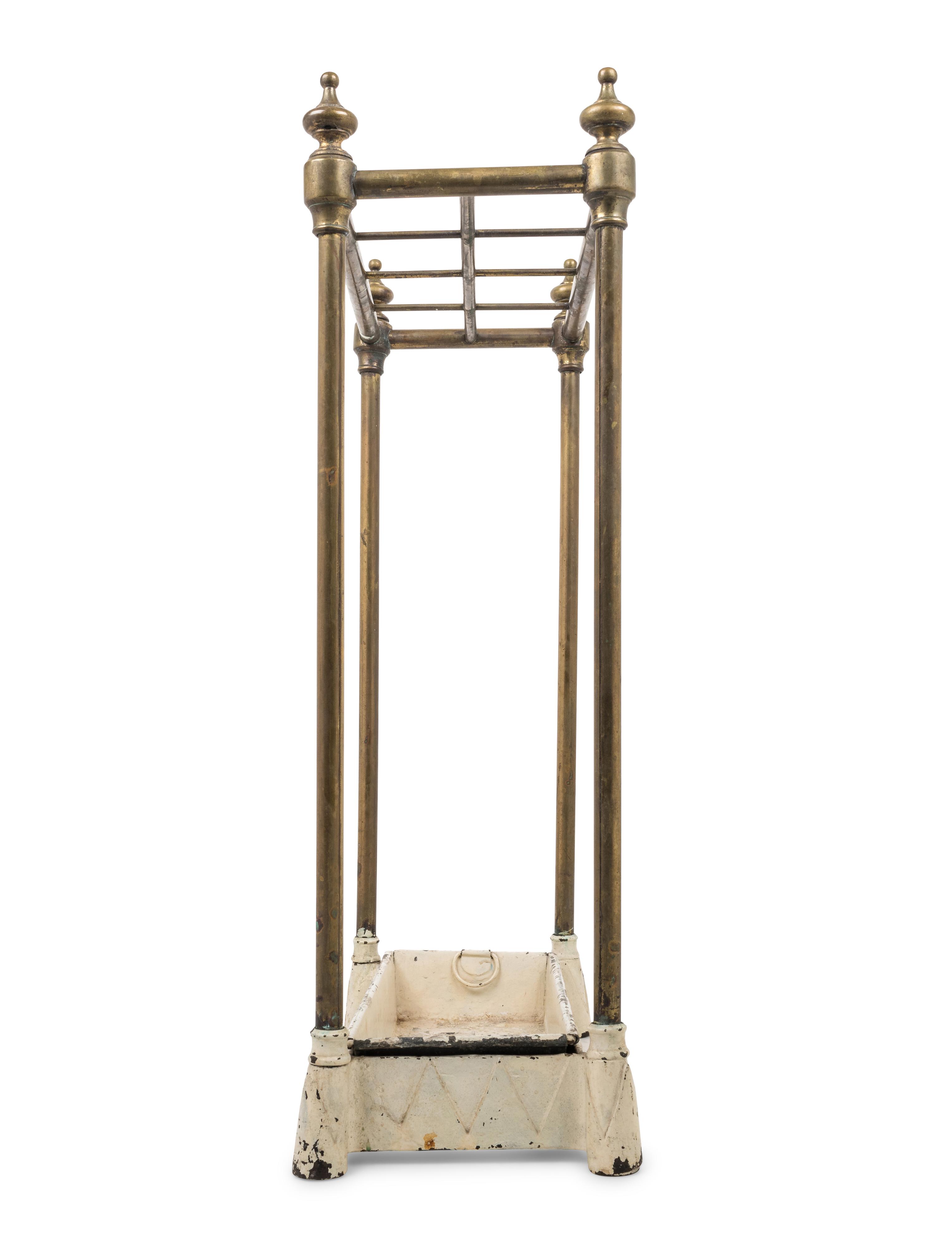 An English Brass and Painted Tôle Umbrella Stand