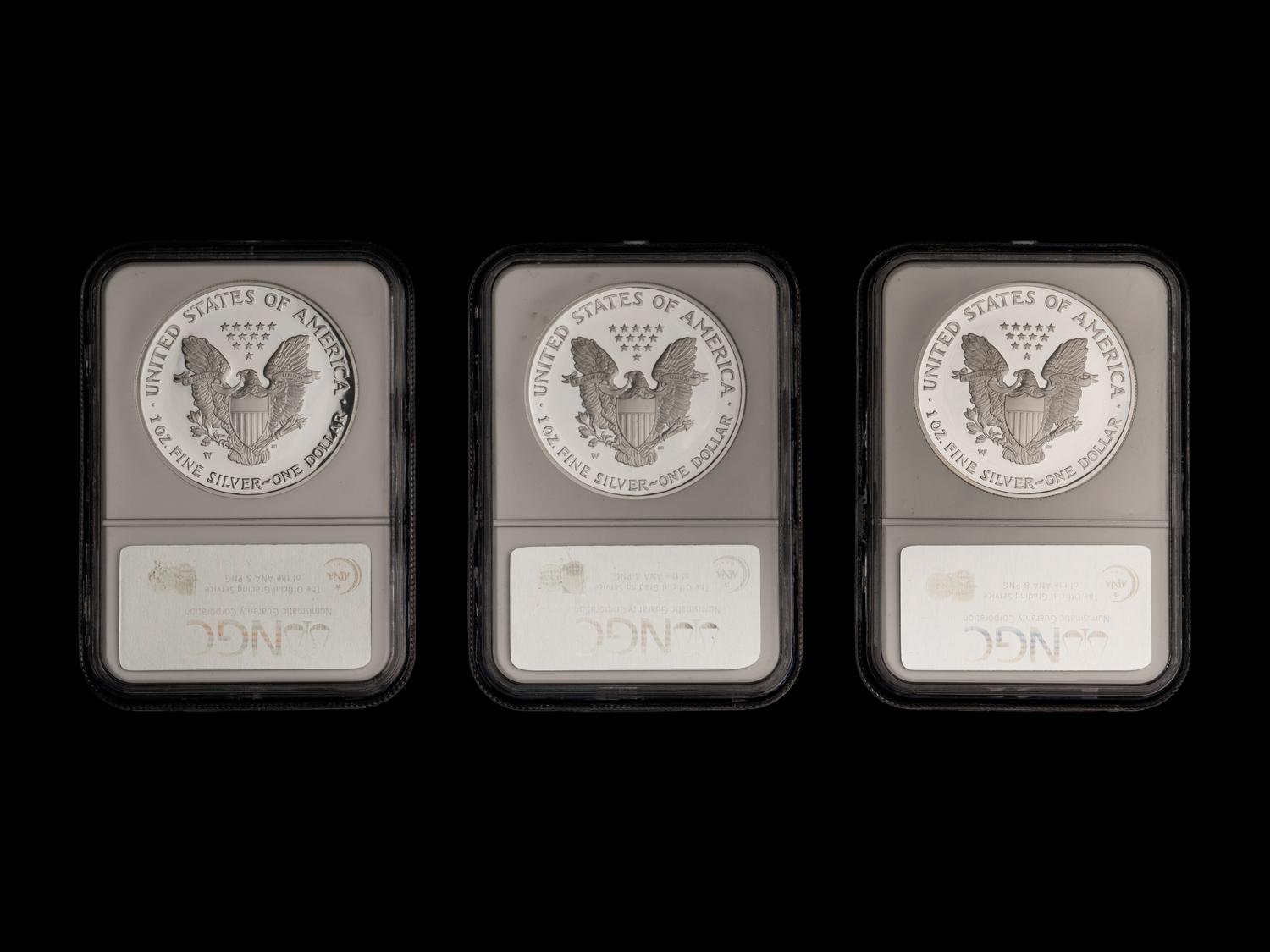 A Collection of Thirty-Three NGC Graded PF70 Ultra Cameo Silver Eagle $1 Coins