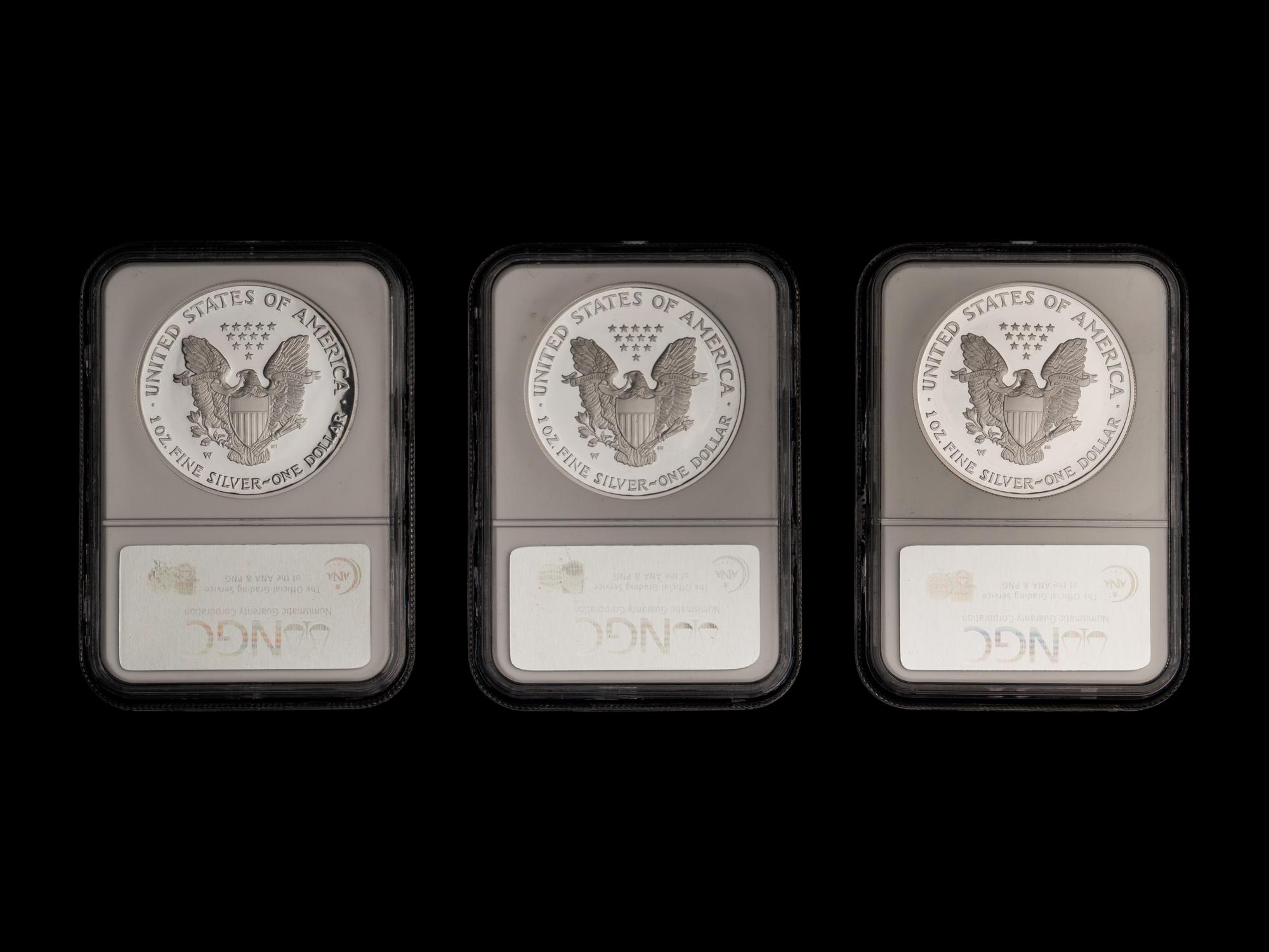 A Collection of Thirty-Three NGC Graded PF70 Ultra Cameo Silver Eagle $1 Coins