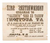 [HAWAII]. Underwriters' Sale of Damaged Wheat Ex Ship 'Othello!' At Auction. Honolulu, 9 October 1867.