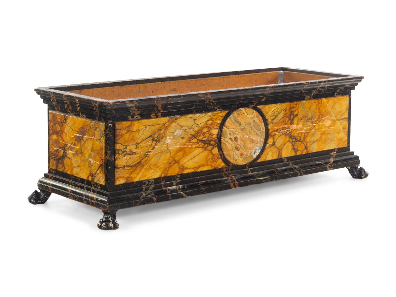 A Continental Faux Marble Painted Jardinière