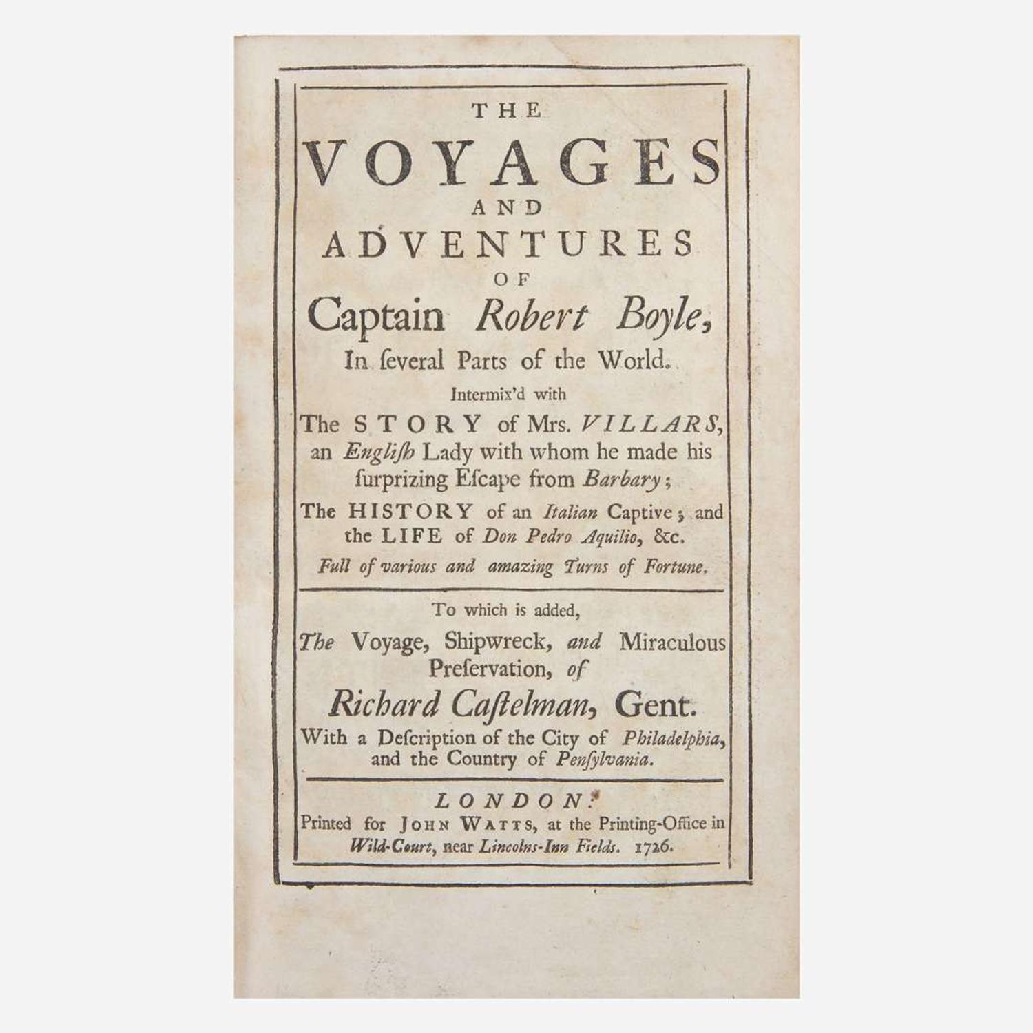 [Travel & Exploration] (Chetwood, William Rufus) The Voyages and Adventures of Captain Robert Boyle, in Several Parts of the World...