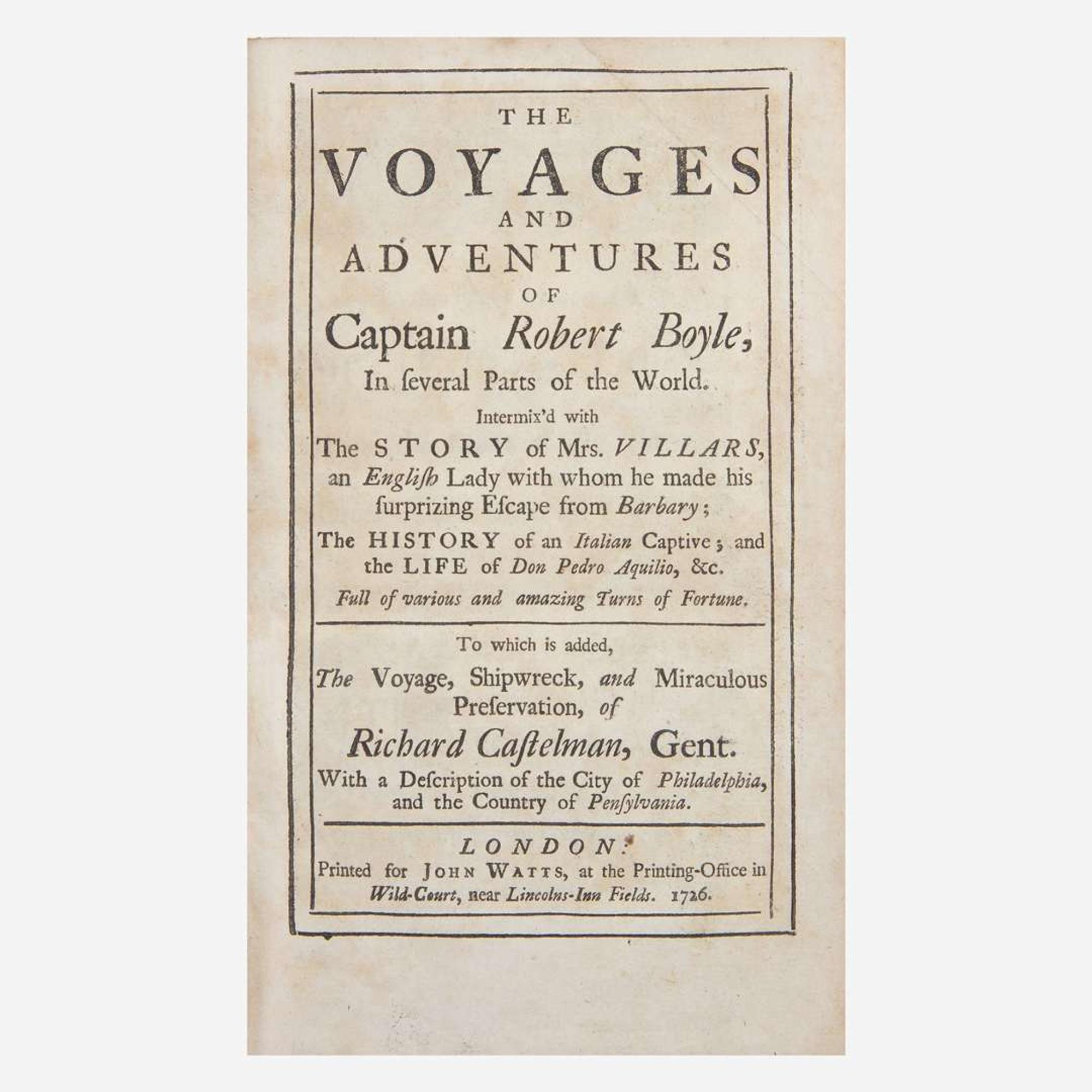 [Travel & Exploration] (Chetwood, William Rufus) The Voyages and Adventures of Captain Robert Boyle, in Several Parts of the World...