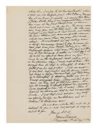 [BOOTH, John Wilkes (1838-1865)]. PEACOCK, James. Autograph letter signed ("James Peacock") to J.E. Boos. [Massilion], Ohio, 25 February 1914.