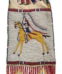 Cheyenne River or Pine Ridge Sioux Beaded Hide Pictorial Tobacco Bag