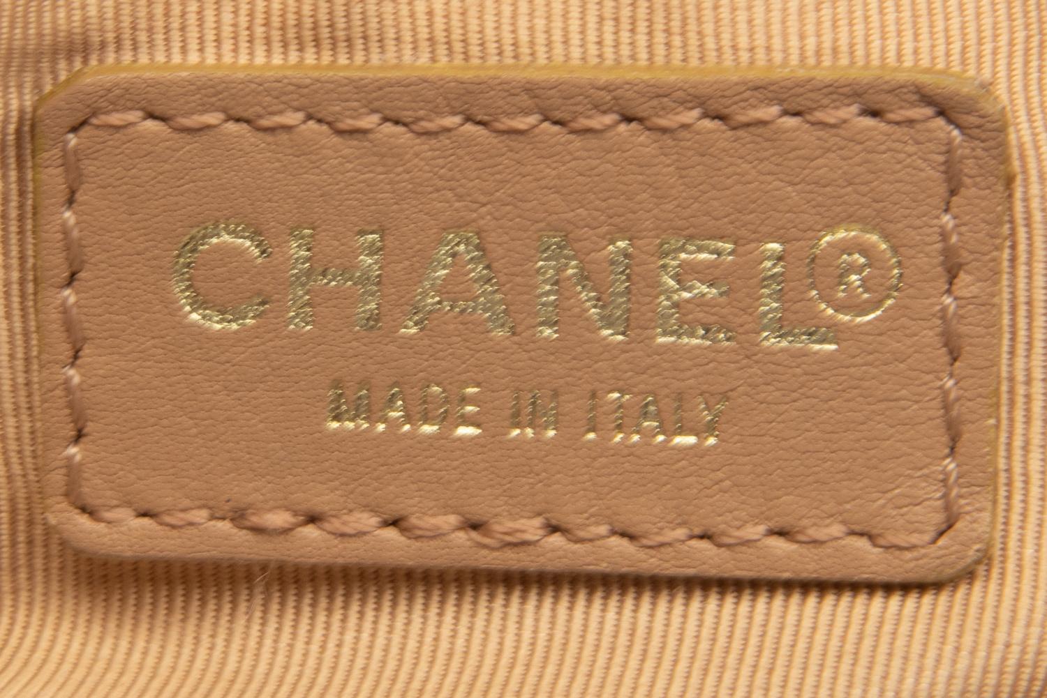 Chanel Wood Handle Tote in Quilted Tan Lambskin
