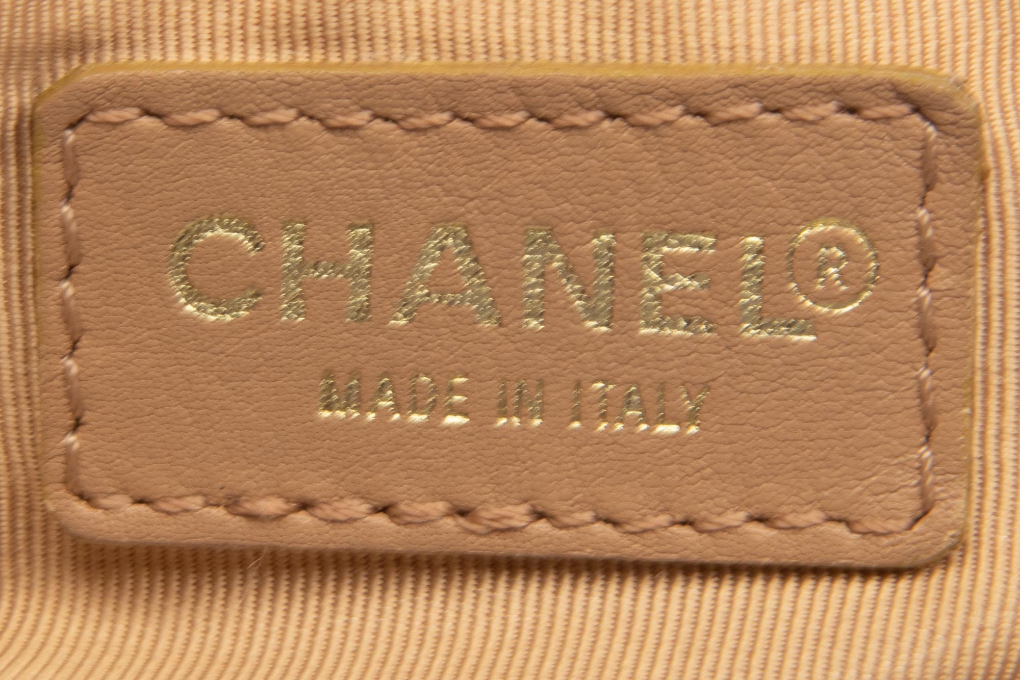 Chanel Wood Handle Tote in Quilted Tan Lambskin