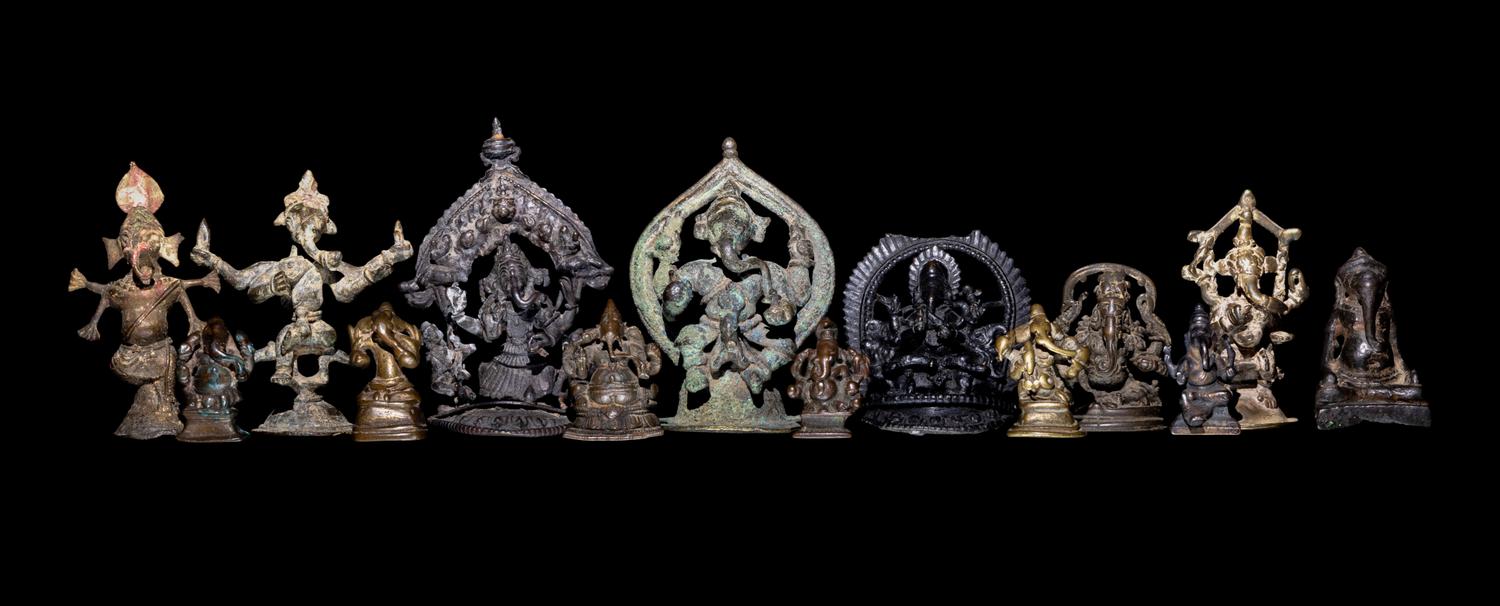 14 Indian and Southeast Asian Bronze Figures of Ganesha