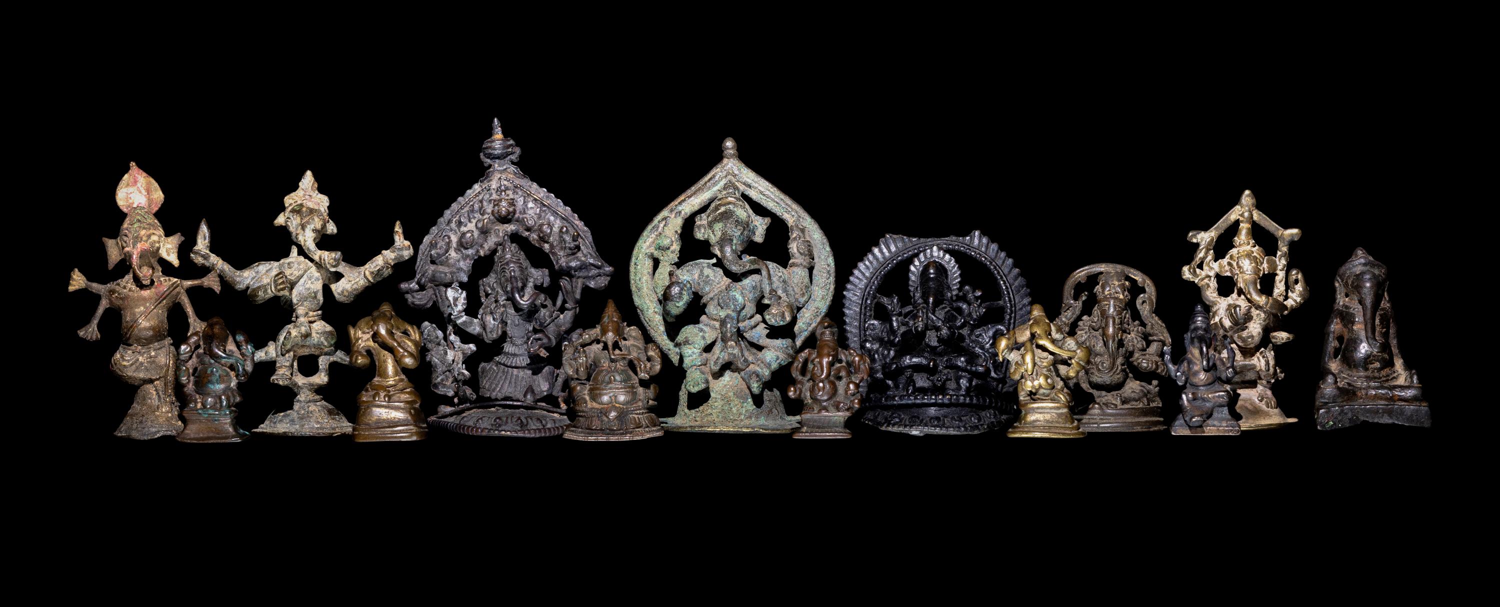 14 Indian and Southeast Asian Bronze Figures of Ganesha