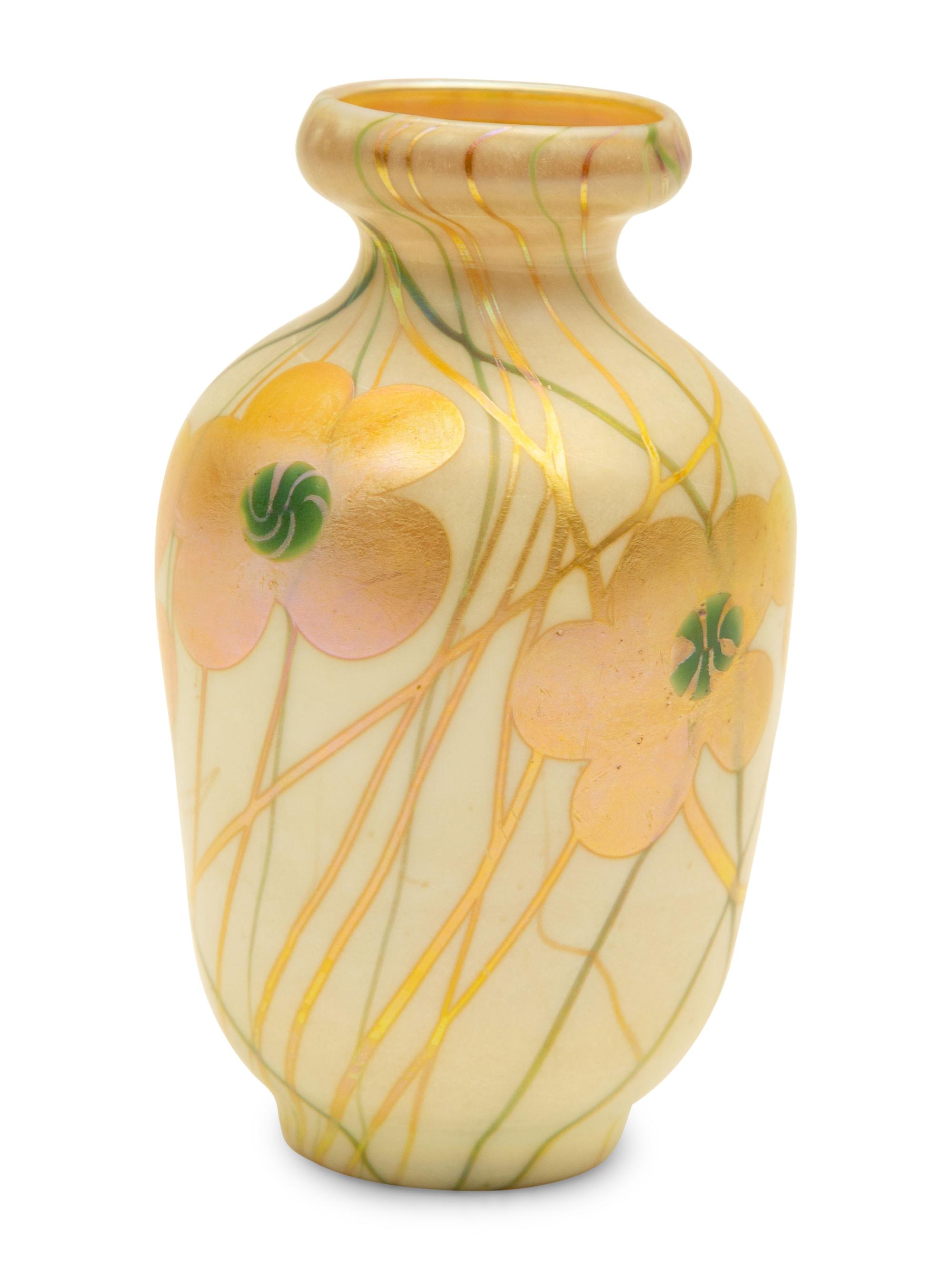 A Quezal Iridescent Glass Vase