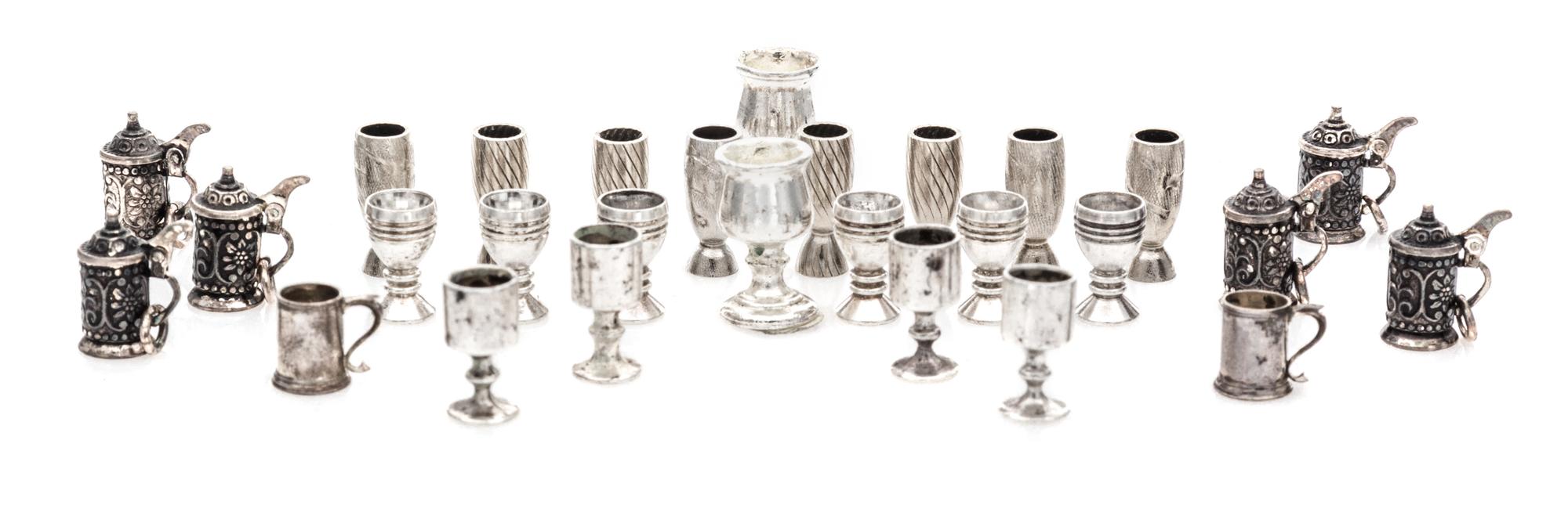A Collection of Silver Drinking Articles, Various Makers, comprising a set of eight tumblers of baluster form; a set of six goblets hav