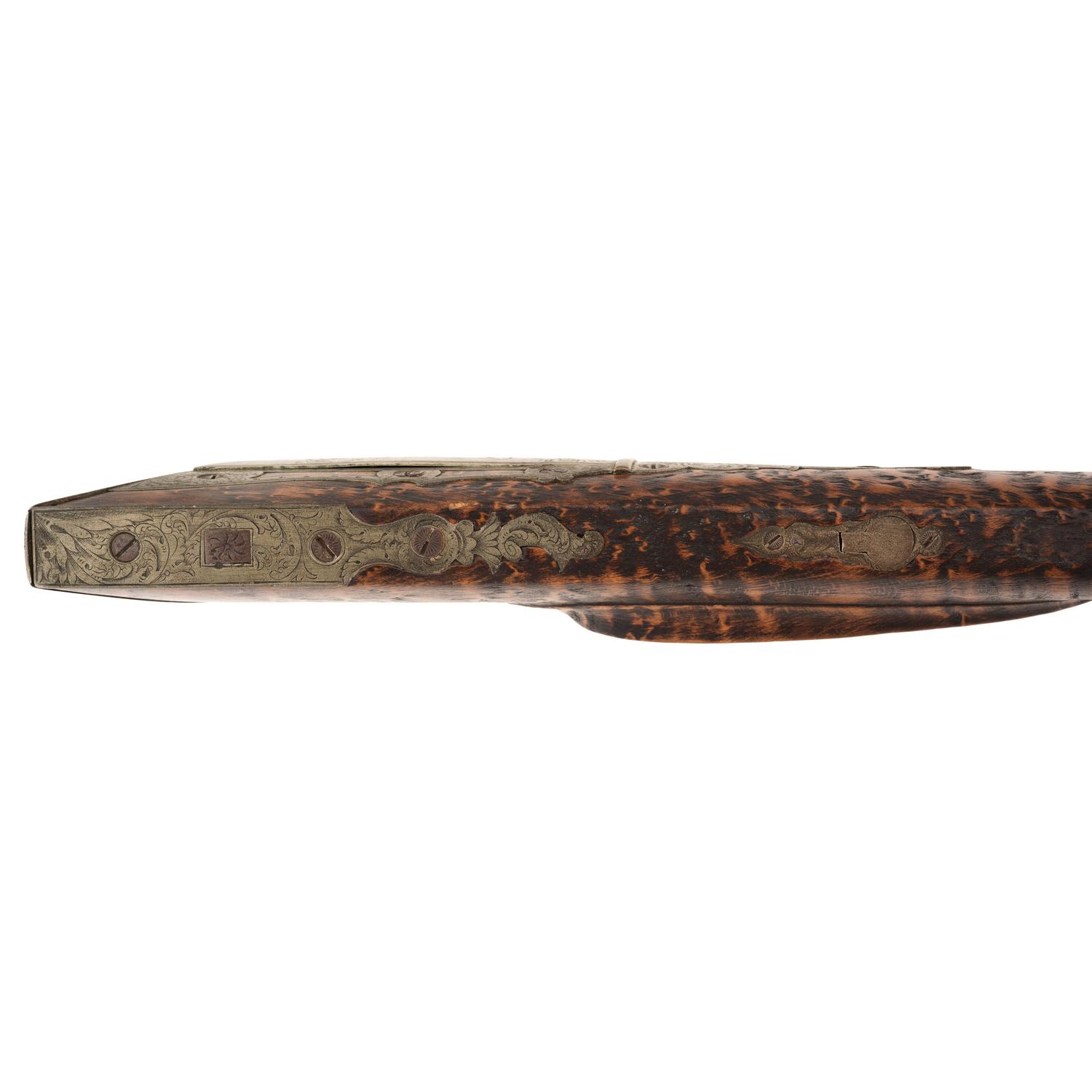 Fancy Engraved German Silver Mounted Half Stock Percussion Rifle by Tryon
