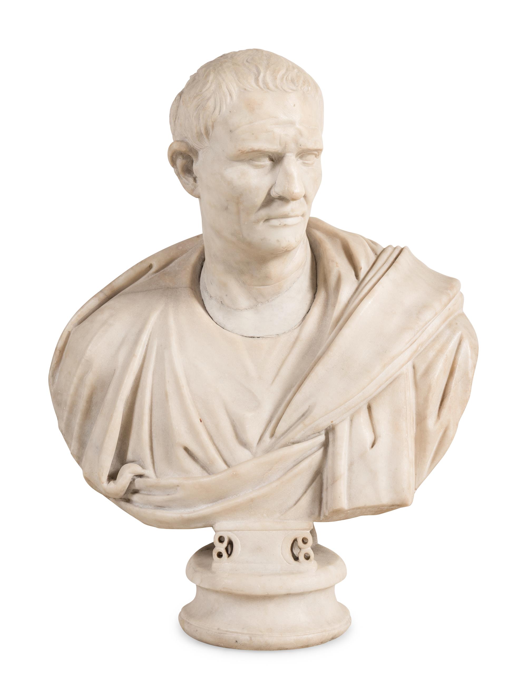 A Grand Tour Carved Marble Bust of a Julio-Claudian Emperor
