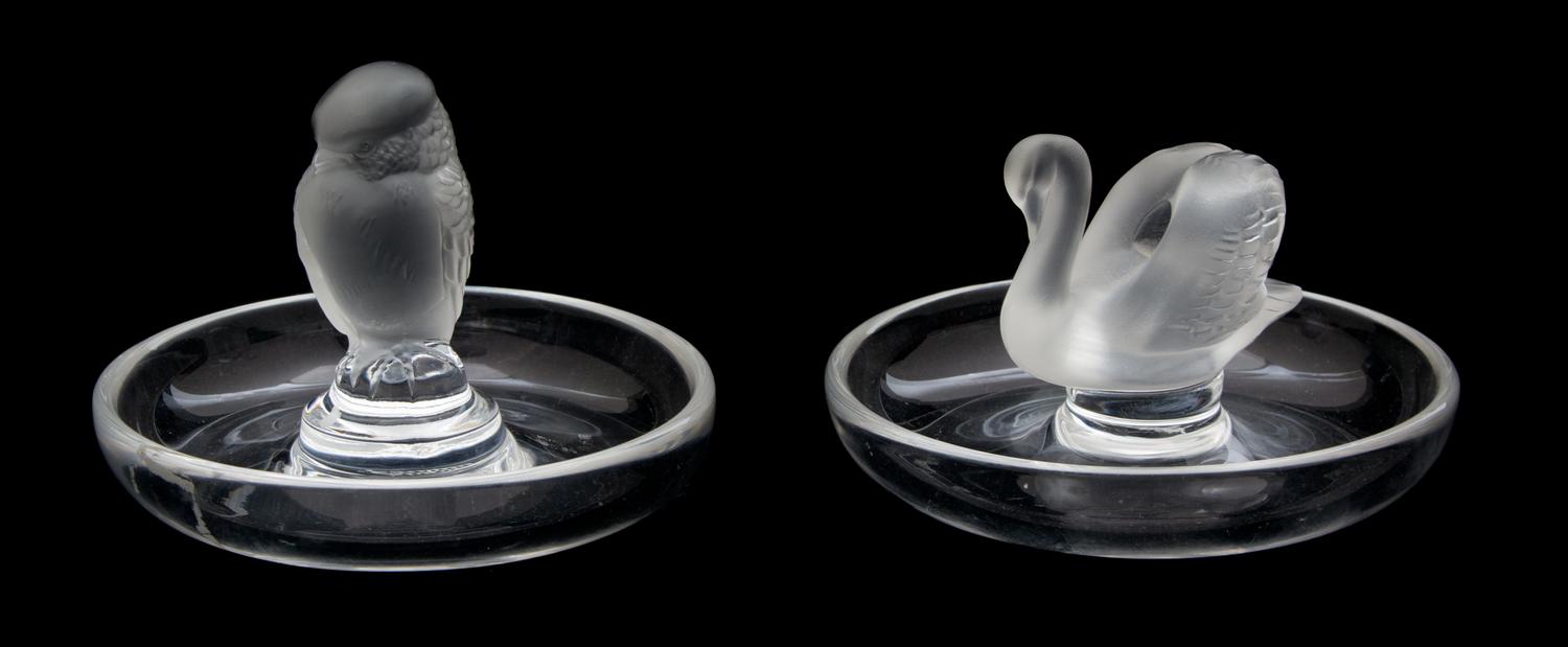 Two Lalique Molded Glass Ring Holders Diameter 4 inches. — 20TH CENTURY