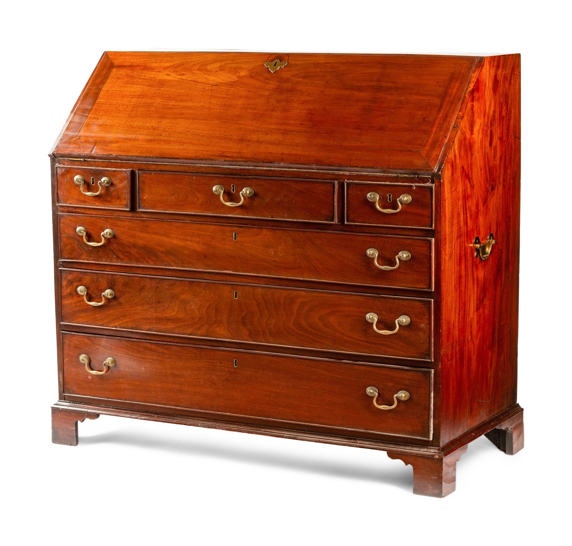 A George III Mahogany Slant-Front Bureau