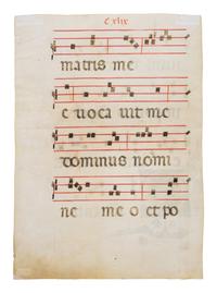 WORKSHOP OF SAN DOMENICO (DECORATOR B ) (active Bologna, first quarter of the 14 th century) Leaf with a historiated initial ‘D’ of Saint John the Baptist from a Gradual, in Latin, illuminated manuscript on parchment [Italy, Bologna, c. 1310–1330]