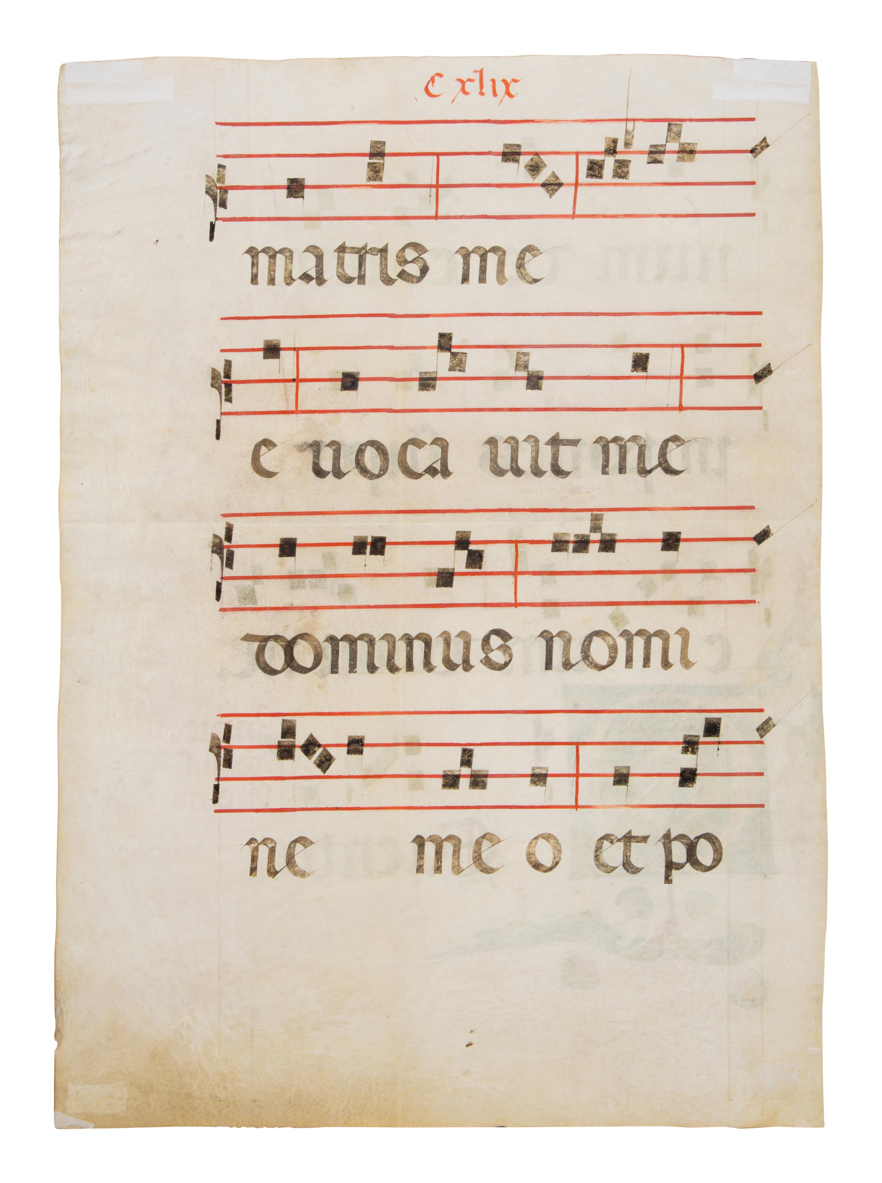 WORKSHOP OF SAN DOMENICO (DECORATOR B ) (active Bologna, first quarter of the 14 th century) Leaf with a historiated initial ‘D’ of Saint John the Baptist from a Gradual, in Latin, illuminated manuscript on parchment [Italy, Bologna, c. 1310–1330]