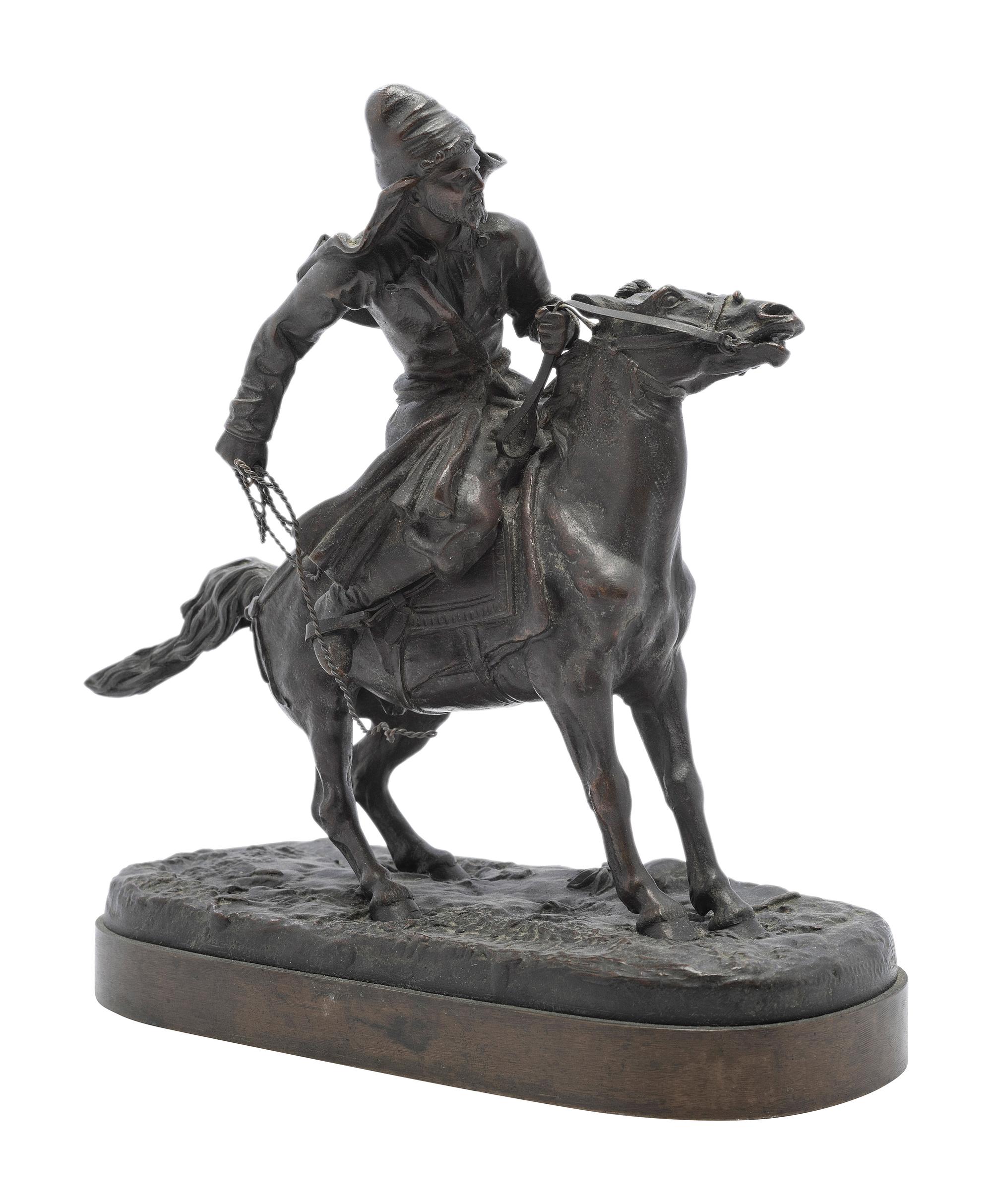 A Russian Bronze of a Figure on Horseback