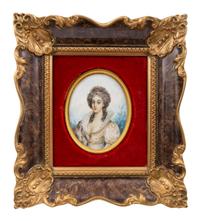 A Collection of Nine Framed Italian Miniature Portraits