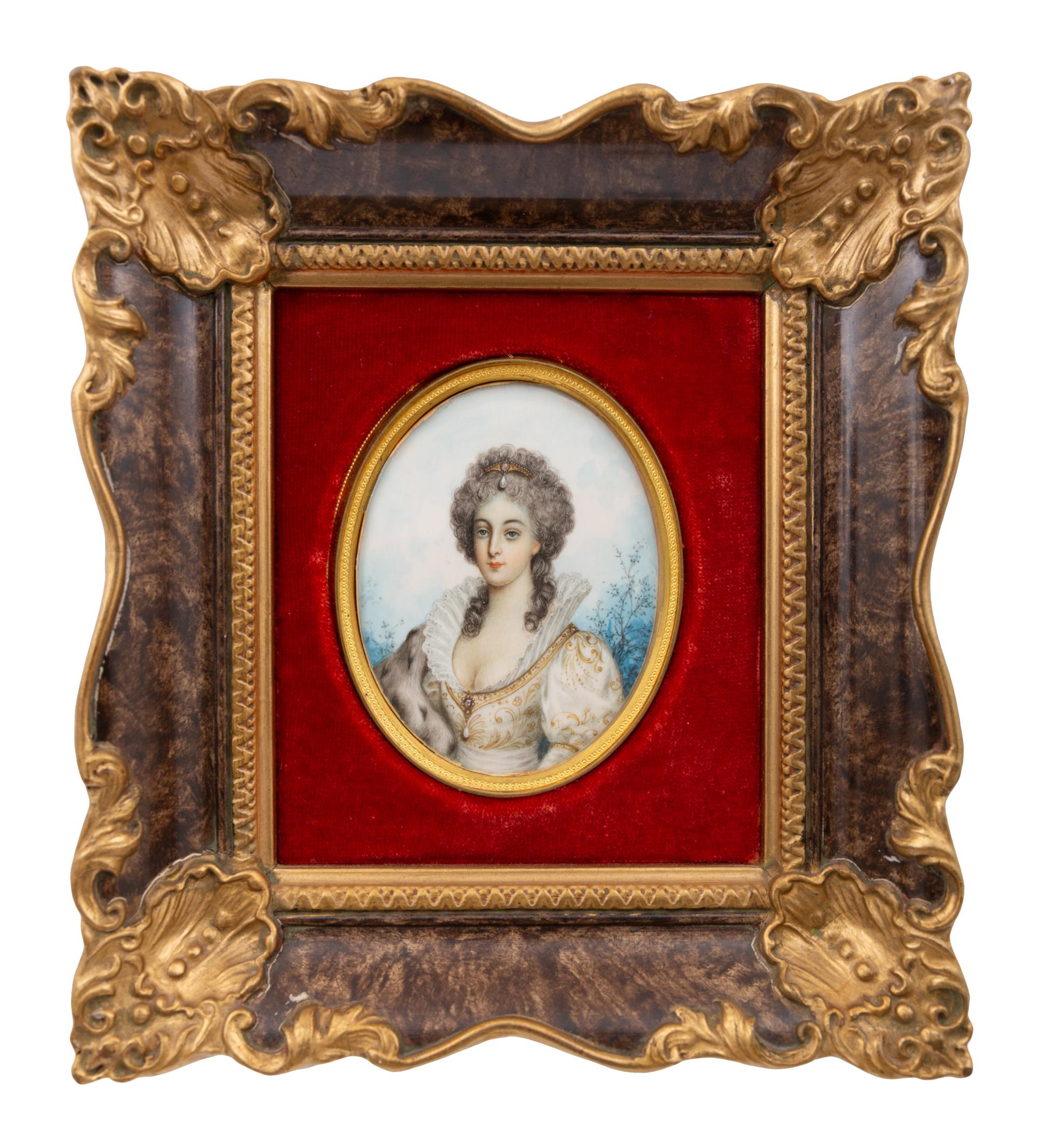 A Collection of Nine Framed Italian Miniature Portraits