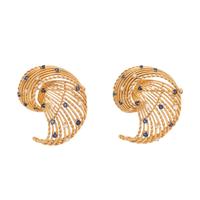 Pair of Yellow Gold, Sapphire, and Diamond Brooches