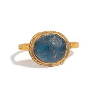 A Merovingian Gold and Blue Glass Finger Ring